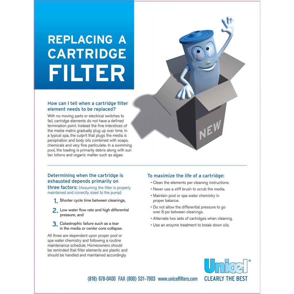 Unicel C-8412 Replacement Filter Cartridge for 120 Square Foot Hayward CX1200RE, Waterway Pro Clean 125, Waterway Clearwater II 125