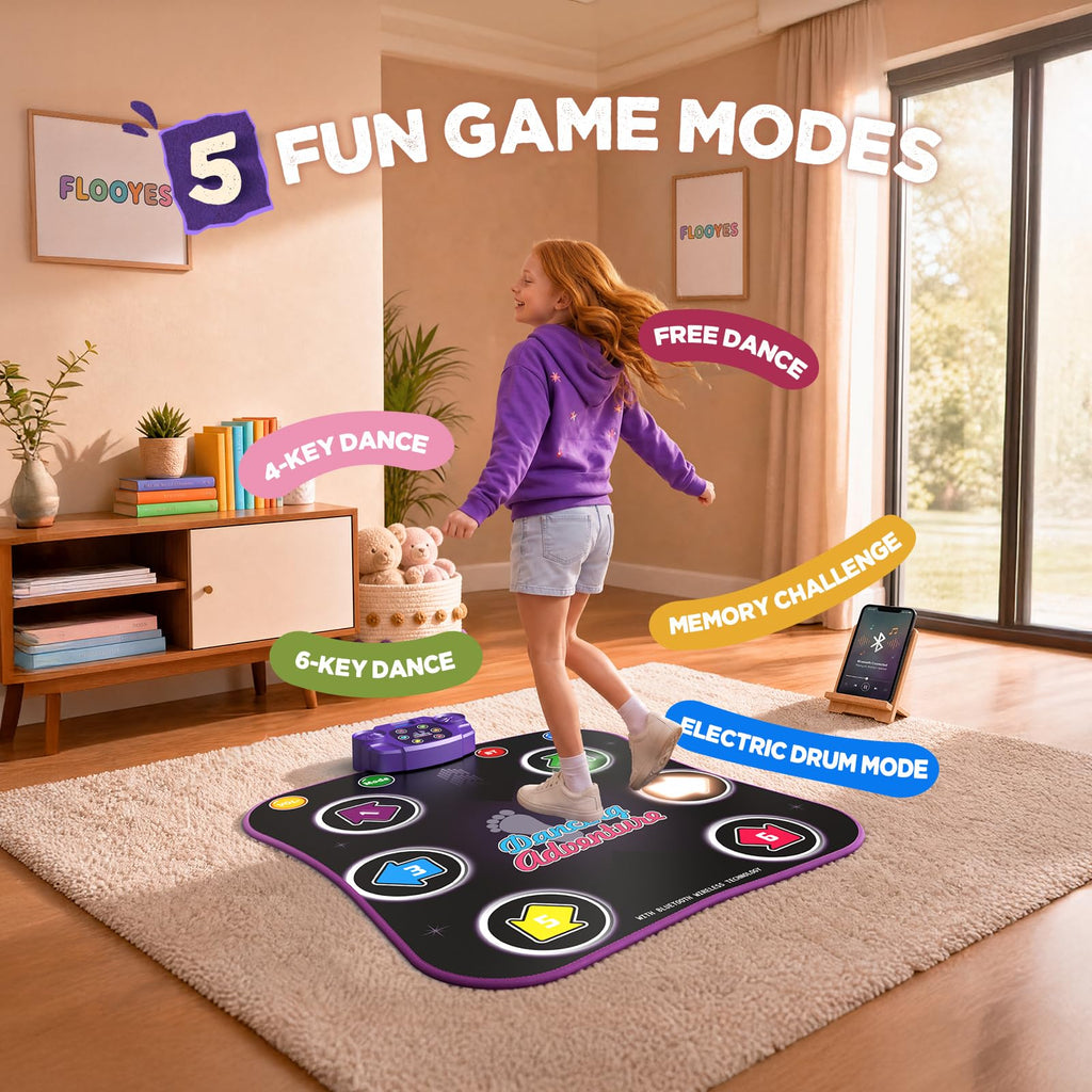 Dance Mat Toys with Bluetooth, Electronic Dance Pad for 3-12 Year Old Kids