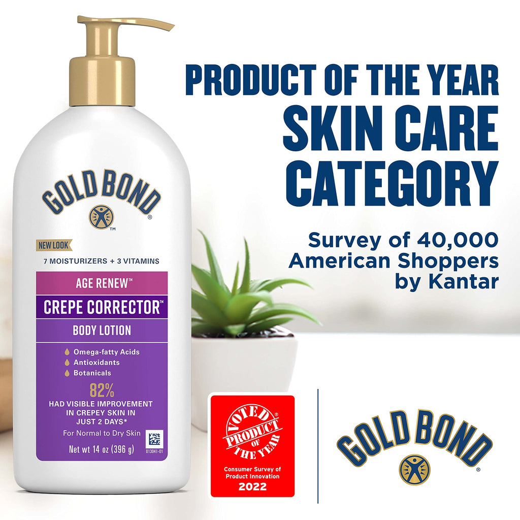 Gold Bond Age Renew Crepe Corrector Body Lotion, Replenishing & Smoothing Formula, Crepe Corrector Body Lotion, 14 oz