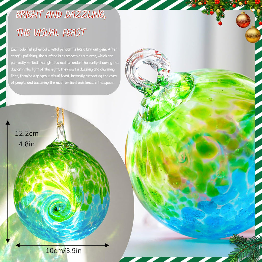 4 Inch Hand Blown Glass Gazing Balls Green Glass Christmas Ball Ornaments