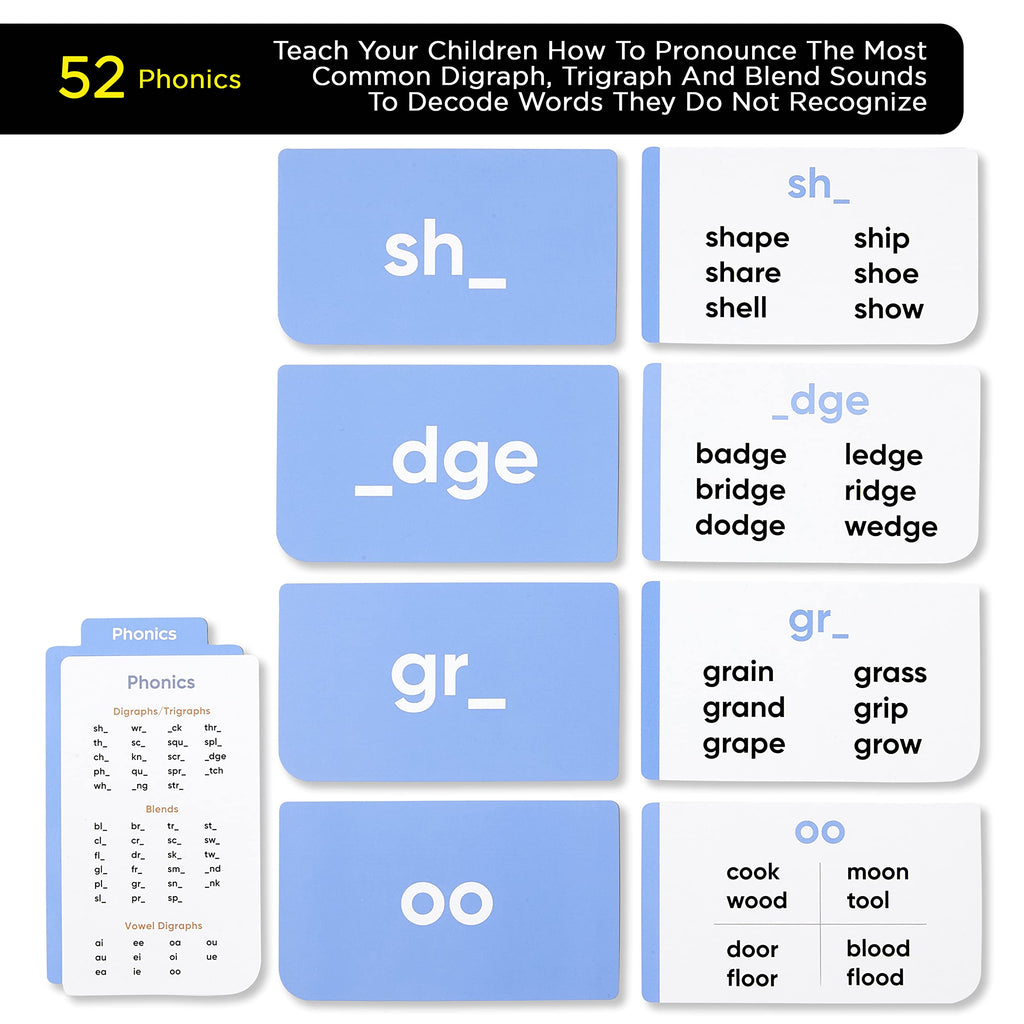 Think Tank Scholar 652 Sight Words/Phonics Flash Cards, Learn to Read: CVC Blends, Short/Long Vowel Sounds, Dolch & Fry High Frequency Site Words + Games: Preschool PreK Kindergarten 1st 2nd 3rd Grade