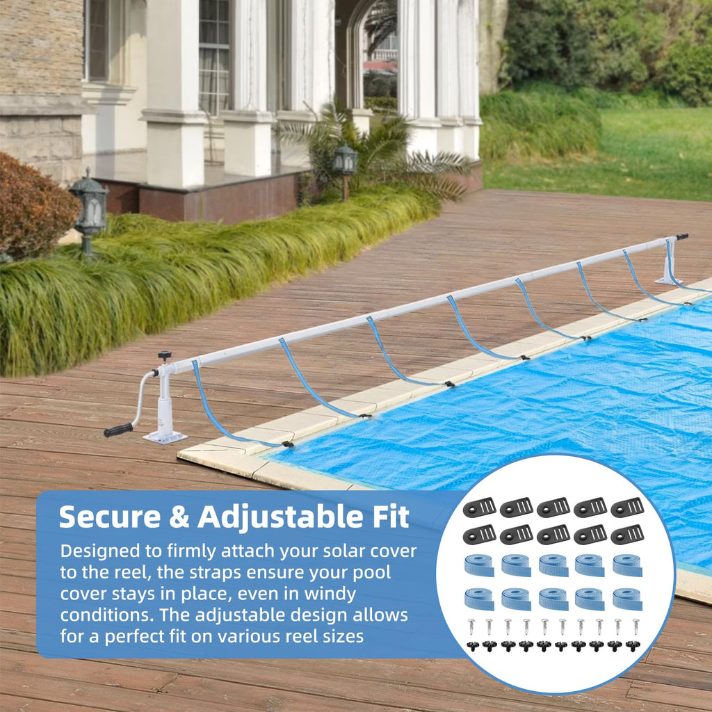 XCWT 50-inch Extra Long Pool Solar Cover Reel Straps - Pool Reel Tube & Blanket Fastening Kit Replacement for Feherguard Pool Roller System, Fastener Used to Attach Solar Blanket to Solar Reel