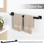 5-Pieces Matte Black Bathroom Accessories Set, 23.6 Inch Bath Towel Bar Set, SUS 304 Stainless Steel Bathroom Hardware Set, Towel Racks for Bathroom Wall Mounted.