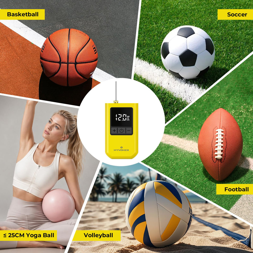 HYVOHEX Mini Electric Ball Pump with Needle for Sports Balls