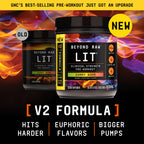 BEYOND RAW LIT V2 Clinical Strength Pre Workout Powder, Hits Harder, Bigger Pumps, Caffeine, L-Citrulline, Creatine, Gummy Worm, 30 Servings