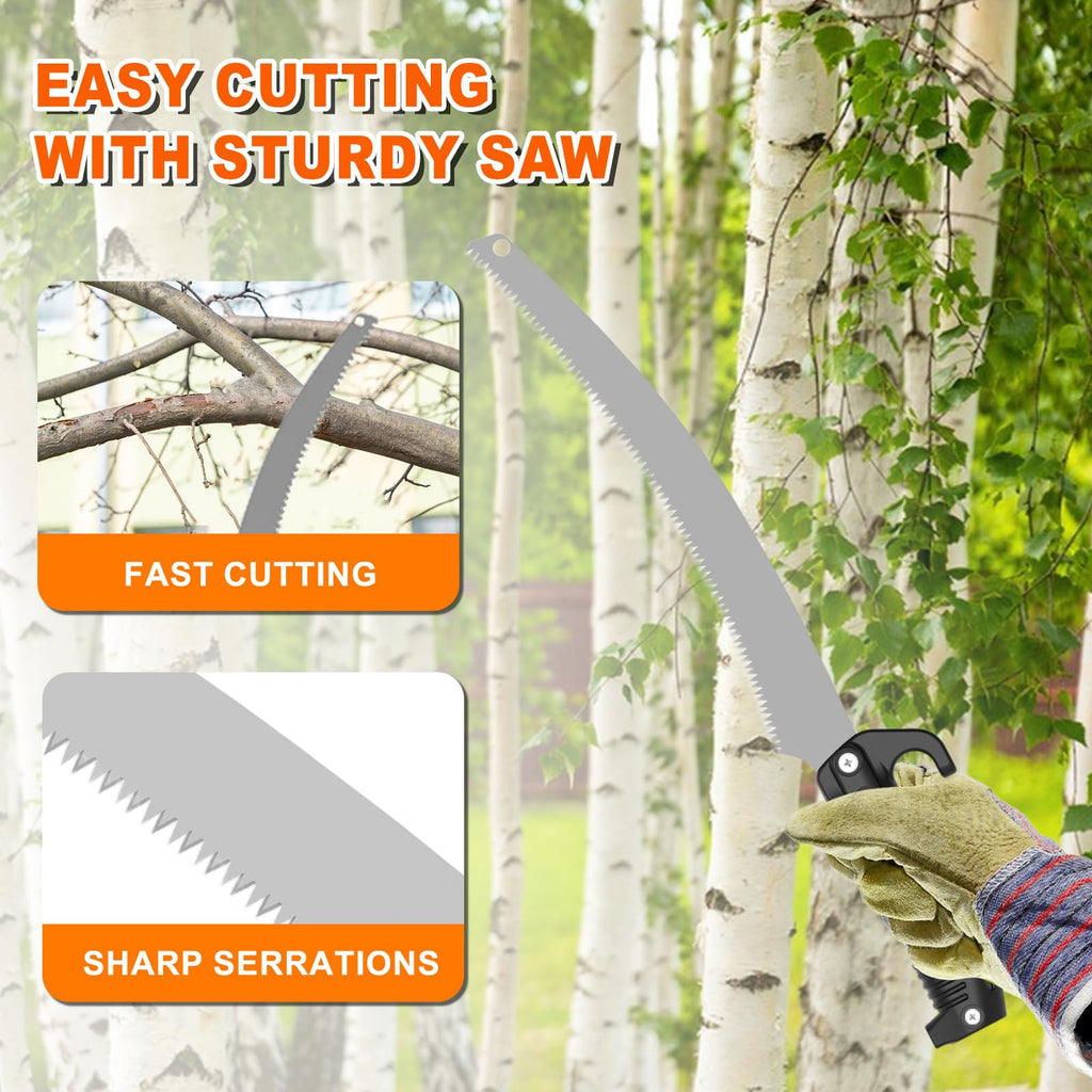 SISUPASSIE 20FT Reach Pole Saw for Tree Trimming, Telescoping Tree Pruner Extendable with 3-12FT Extension Pole, Manual Saw for Garden, Patios, Yard