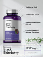Horbäach Black Elderberry | 300 Capsules | Non-GMO, Gluten Free | Sambucus Supplement