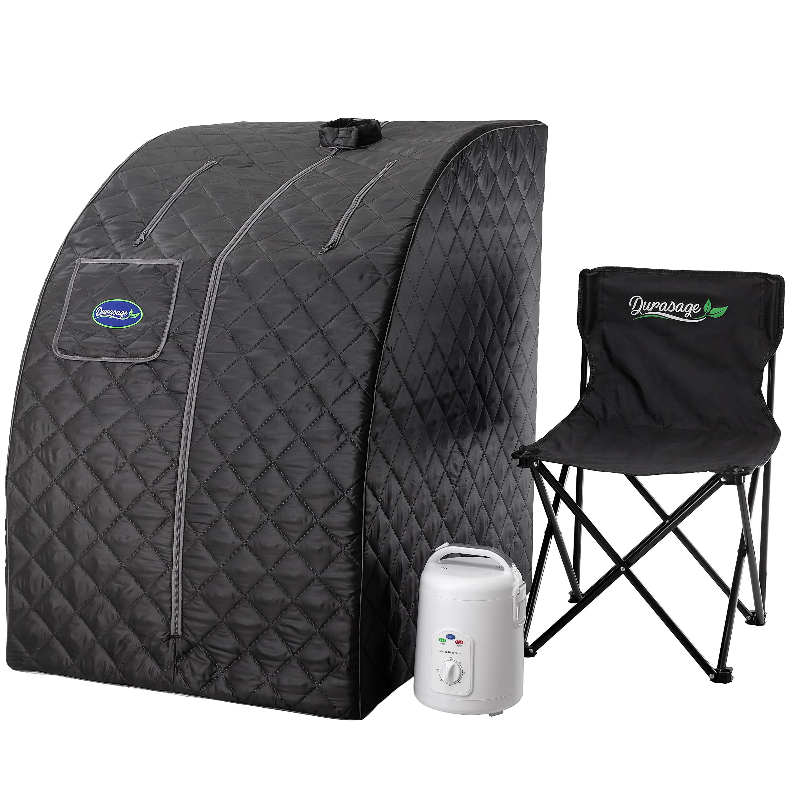 Durasage Lightweight Portable Personal Steam Sauna Spa for Relaxation at Home, 60 Minute Timer, 800 Watt Steam Generator, Chair Included (Black)