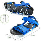 Bakulala Lawn Aerator Shoes Pre-Assembled, Heavy Duty Lawn Spike Shoes with Adjustable Straps, Soil Aerating Tool for Yard Patio Garden with Cleaning Shovel Blue