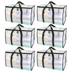 BALEINE 6-Pack Oversized Moving Bags with Reinforced Handles, Heavy-Duty Storage Tote for Clothes, Moving Supplies (Clear, 6-Pack)