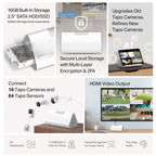 Tapo CentralHub for Smart Home Devices – Connect up to 16 Tapo Cameras & 64 Sub-G Sensors, 16GB Built-in Storage + 2.5'' SATA Expandable Storage Option, Improves Camera AI Accuracy - H500