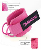 DMoose Ankle Strap for Cable Machine - One Size Fit with Premium Padding, Glute Kickback Ankle Strap, Ankle Cable Straps for Workout, Booty Workout, Leg Extension, Hip Abductors (All Pink - Pair)