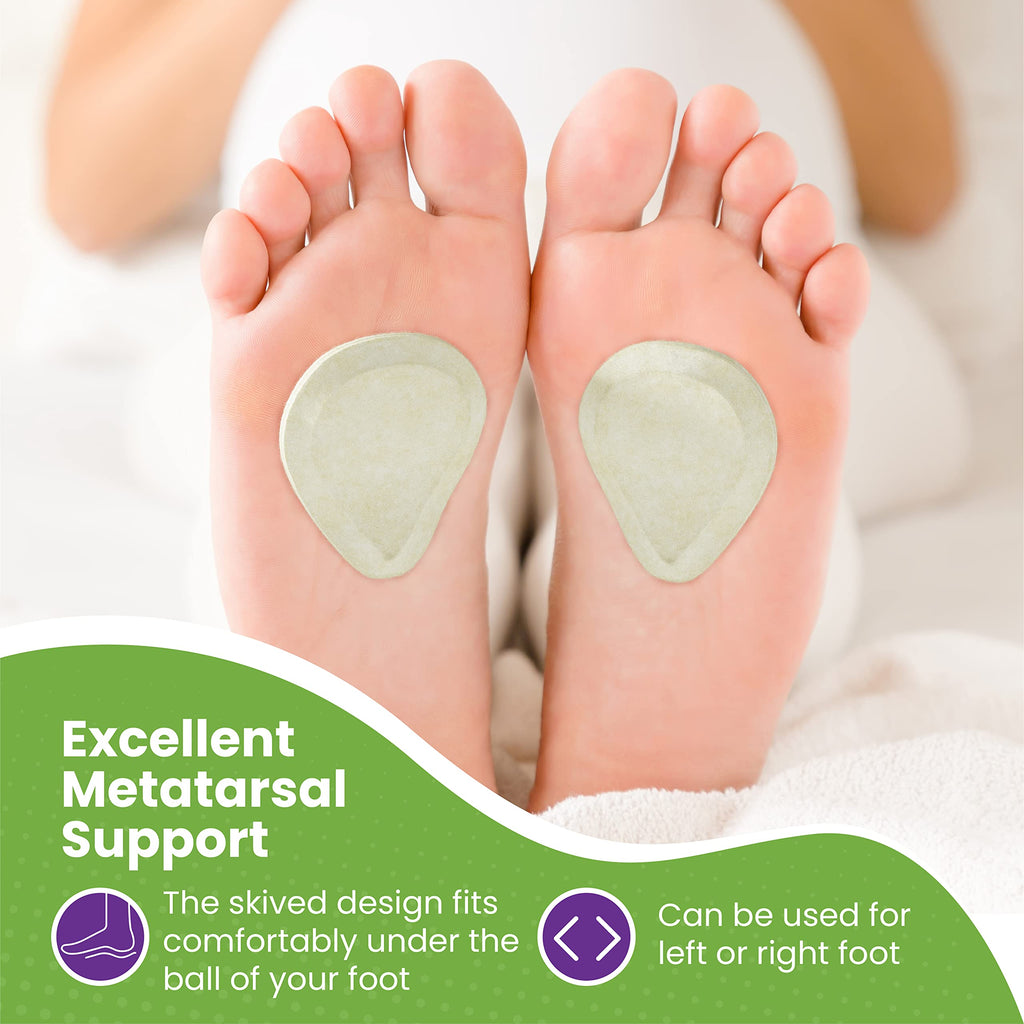 Metatarsal Felt Foot Pad Skived Cut (1/8" Thick) - Made in USA - Felt Metatarsal Pads for Women and Men - Ball of Foot Cushion - 6 Pairs (12 Pieces)