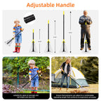 Byhargen Adjustable Metal Leaf Rake, Heavy Duty Garden Rake with Wide & Narrow Modes, Rustproof Steel Head, Adjustable Handle for Lawn Care, Yard Clean Up, and Mulch Spreading