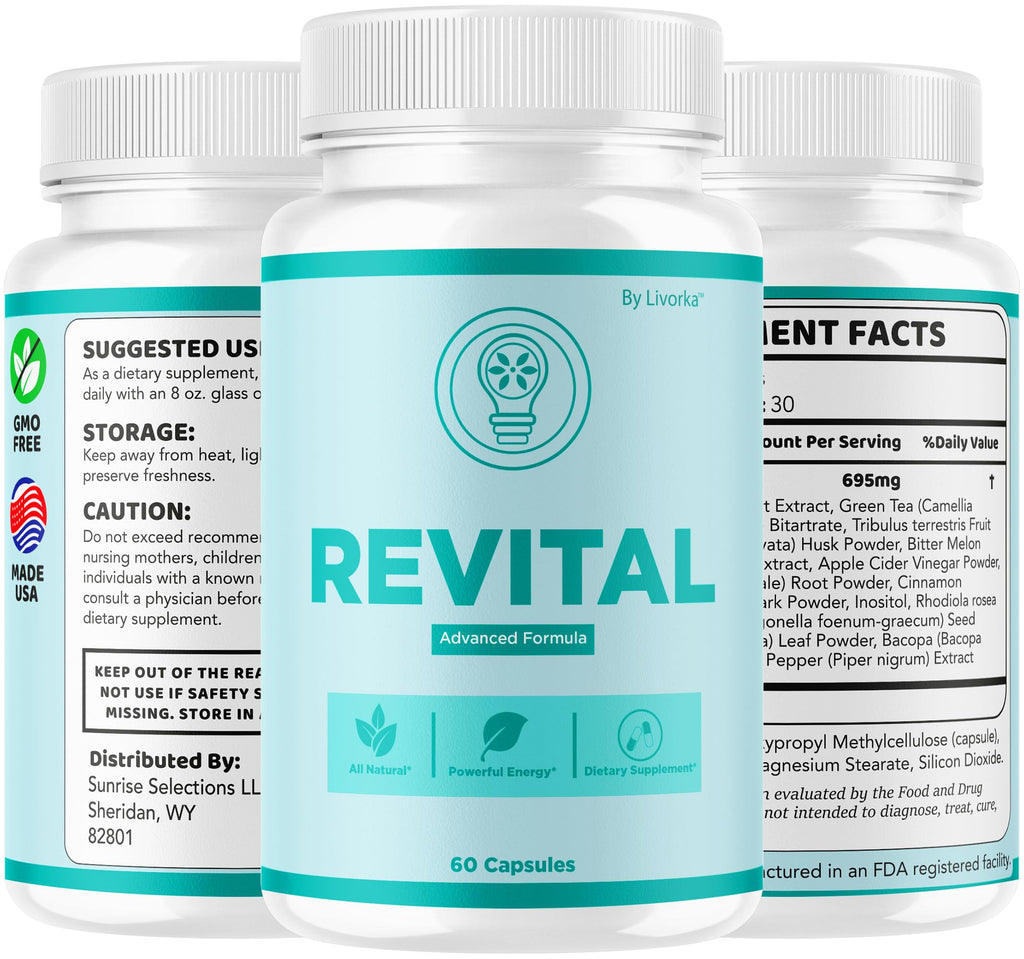 Revital Capsules - Official Revital Supplement Advanced Premium Formula - Maximum Strength, All Natural RevitalPills Support for Overall Health & Wellness Reviews, 60 Capsules for 1 Month