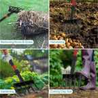 Pitch Fork for Garden, 5-Tine Heavy Duty Pitchfork for Loosening Soil, 41 Inch Gardening Fork for Digging, Composting, Spading, Cultivating Soil, Metal Fork Head with Fiberglass Handle, D-Grip