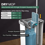 JOYMOOP Flat Mop System with Wringer Bucket, White, Microfiber Floor Cleaning Set for Wet and Dry Use, 60" Handle with 3 Reusable Pads