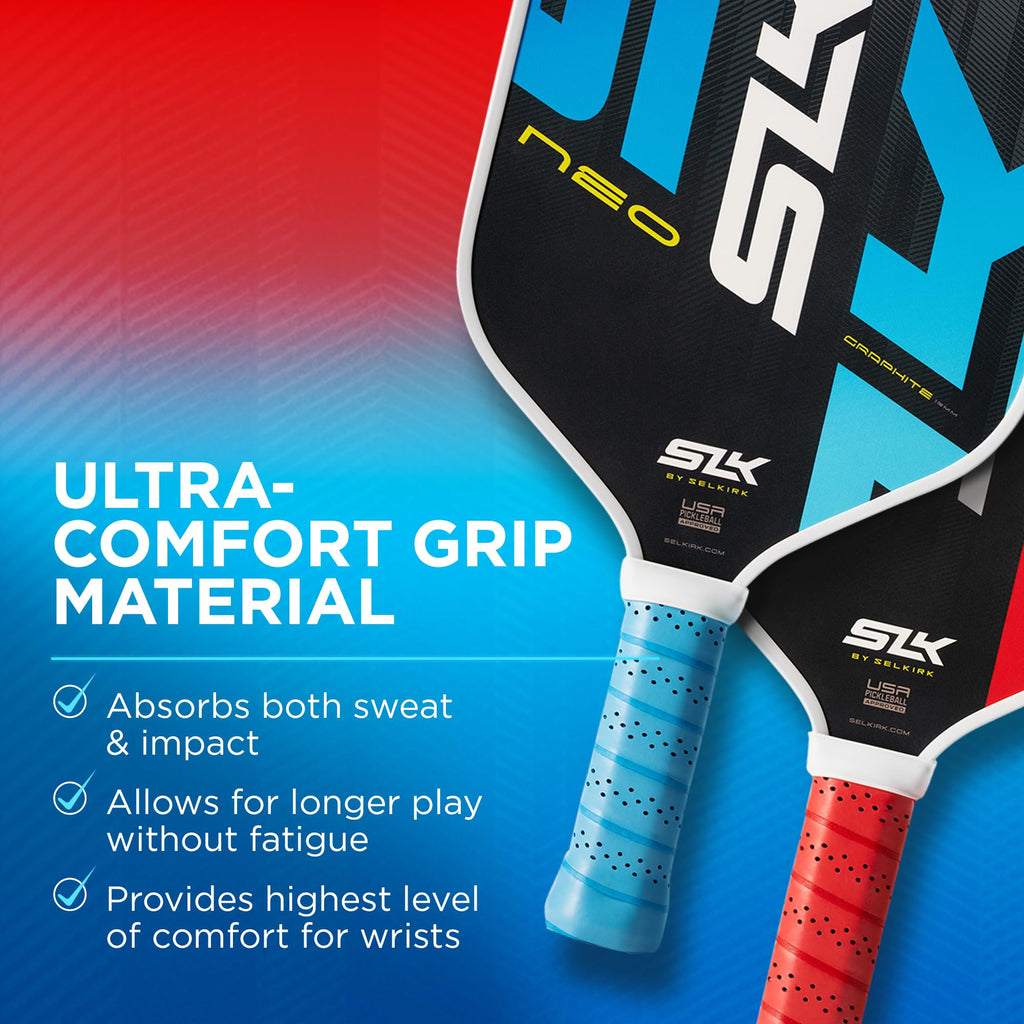 Selkirk Sport SLK Neo Graphite Pickleball Paddles Set of 2 | Designed in The USA | Complete Pickleball Set with 2 Pickle Ball Rackets, 3 Hybrid+ Balls, and SLK Sling Bag | Red & Blue