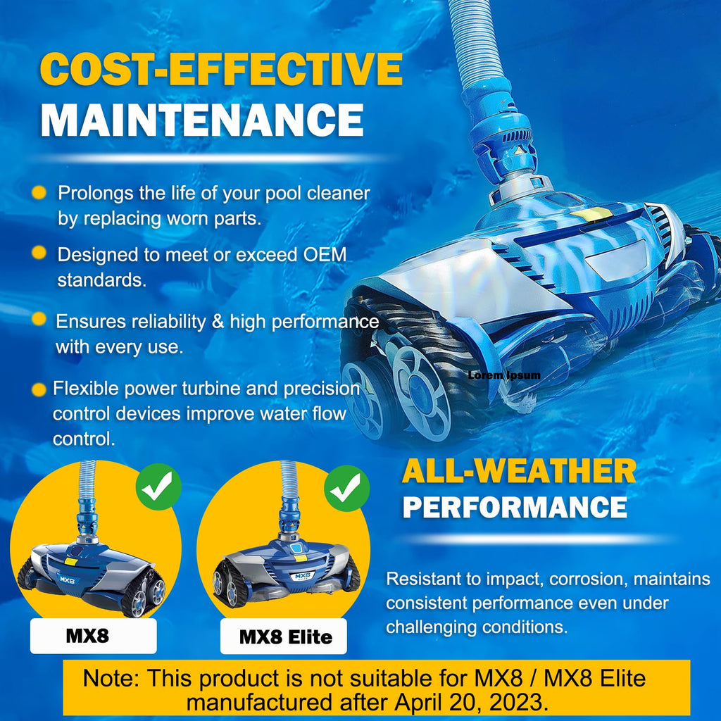Replacement Tune-Up Kit Fit for Zodiac MX8/MX8EL Pool Cleaners – Includes High-Durability Drive Shafts, Tracks, Bearings & Control Devices – R0525100 R0526100 R0527000 R0524700 R0524800 R0524900