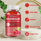 Magnesium Gummies 600mg per Serving-Magnesium Glycinate 400mg and Magnesium Malate 200mg,Sugar Free Magnesium Potassium Supplement for Calm Mood, Muscle, Bone & Energy Support,120 Raspberry Gummies