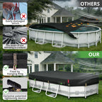 QH.HOME 10x16Ft Oval Pool Cover,Super Windproof Ratchet Straps (1,500lb Break Strength)-Effective Installation/Removal,Pool Cover for Above Ground Pools,Snug Fit,Blocks Leaves, Sun & Water