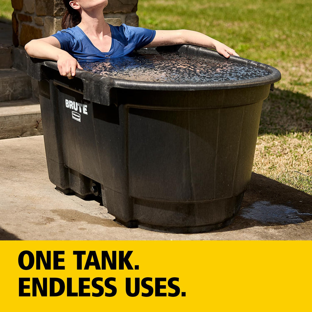 Rubbermaid Commercial Products Stock Tank 100-Gallons Structural Foam Heavy Duty Container for Livestock/Animal/Cattle Feed & Water Outdoor Homemade Pool/Hot Tub/Bathtub & Pet Cleaning/Dog Wash