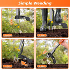 Aishkimo Stand Up Weed Puller Tool - 4-Claw Steel Head Hand Weeding Tool - 40" Retractable Handle with Easy-Eject Mechanism for Dandelions, Clover, No Bending or Kneeling