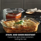 Rubbermaid Brilliance Glass Food Storage Containers, 3.2 Cup, Set of 4, BPA-Free, Leak-Proof, Clear