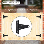 HILLMASTER 4 Inch T-Strap Hinges Heavy Duty Shed Door Hinges Gate Strap Hinges Black Tee Hinge Wrought Gate Hardware Small T Hinges for Wooden Fences,Shutter,Window,Barn,Outdoor Rustproof(6 Pack)
