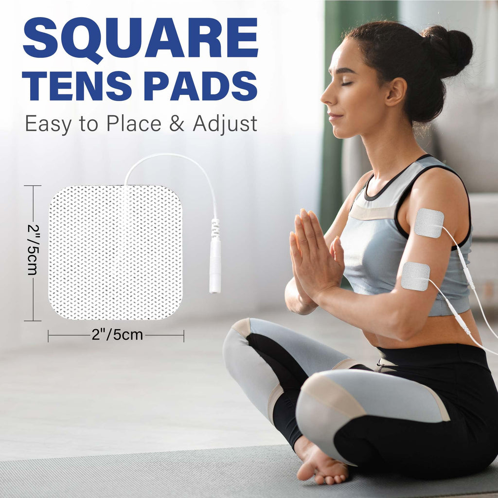 LotFancy TENS Unit Electrode Pads, 40PCS 2"x2" TENS Unit Pads for EMS Muscle Stimulator Electrotherapy, Self-Adhesive TENS Pads Replacement, Reusable and Latex-Free