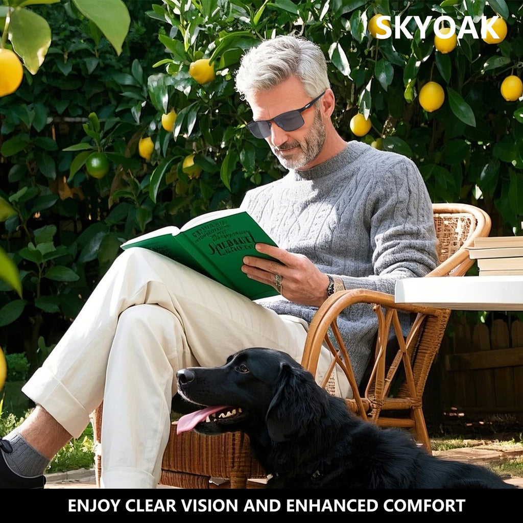 SKYOAK 2 Pack Premium Reader Sunglasses for Men with UV400 Protection Outdoors, TR90 Lightweight Tinted Reading Glasses Half Frame Design, Dark Lens Sun Readers & 2.5x - Not Bifocals