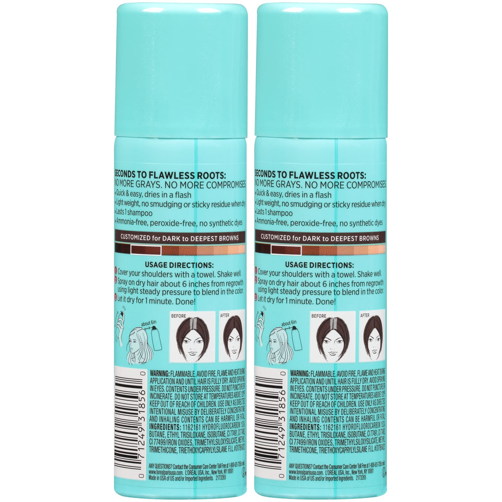 L'Oreal Paris Magic Root Gray Hair Cover Up, Dark Brown, 2 oz, 2 Count