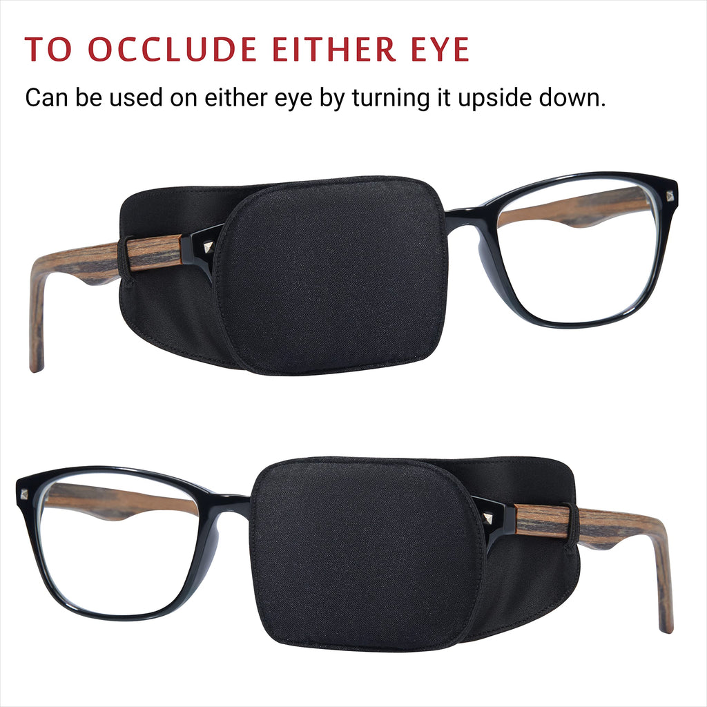 Astropic 2Pcs Silk Eye Patches for Adults Kids Glasses to Cover Either Eye (Medium, Black)