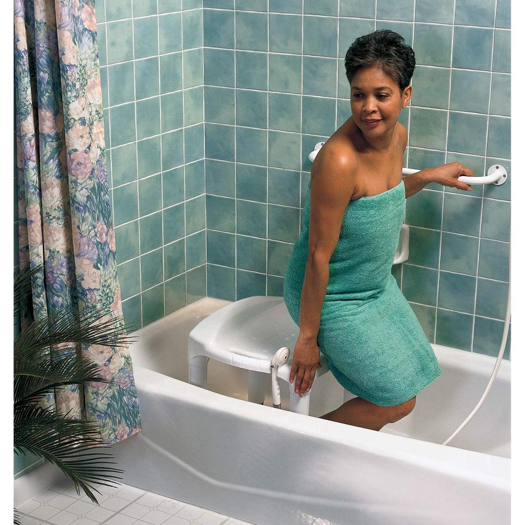 Carex Universal Bath Seat and Shower Chair, Heavy Duty Shower Bench for Bathtub, Safety Bath Seat Stool for Seniors and Disabled, Supports up to 400 lbs, Adjustable Height Shower Bench for Inside Tub