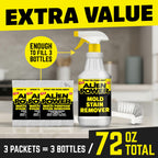 Alien Power Instant Stain Remover Spray for Mold and Mildew and Grout, All Purpose No-Scrub Cleaner for Bathroom & Household Surfaces, Tiles, Wall & Washing Machines - 3 Packets (Makes 72 Fl Oz)