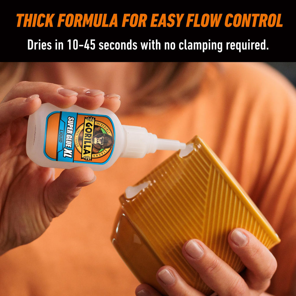 Gorilla Super Glue XL, Clear Glue, 25 Gram (Pack of 2) - All Purpose and Fast Setting for Projects and Repairs