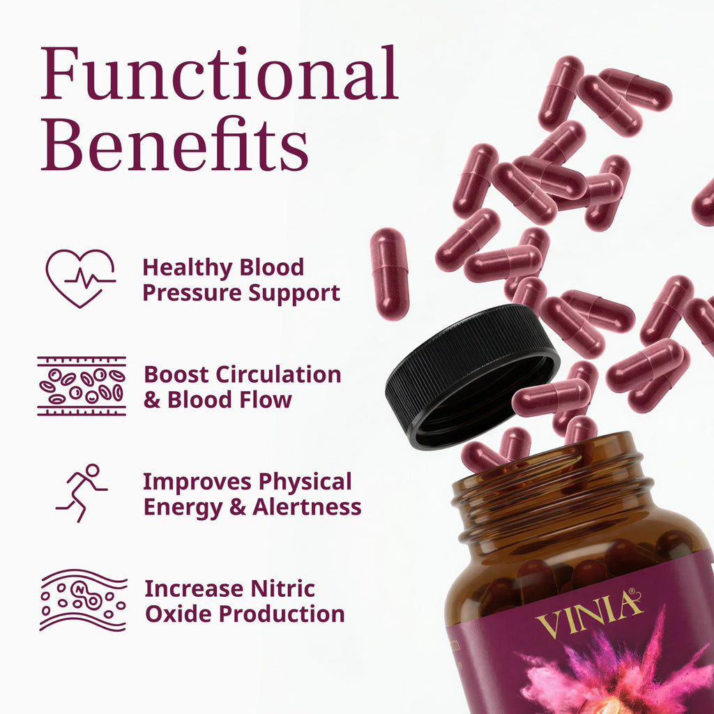 VINIA Piceid Resveratrol Supplement Capsules. Increases Blood Flow and Nitric Oxide. Blood Pressure and Heart Health Support | Antioxidant from Red Grapes | Non-GMO, 30 Count