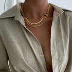 DEARMAY Layered 14K Gold Plated Chain Choker Necklace Set