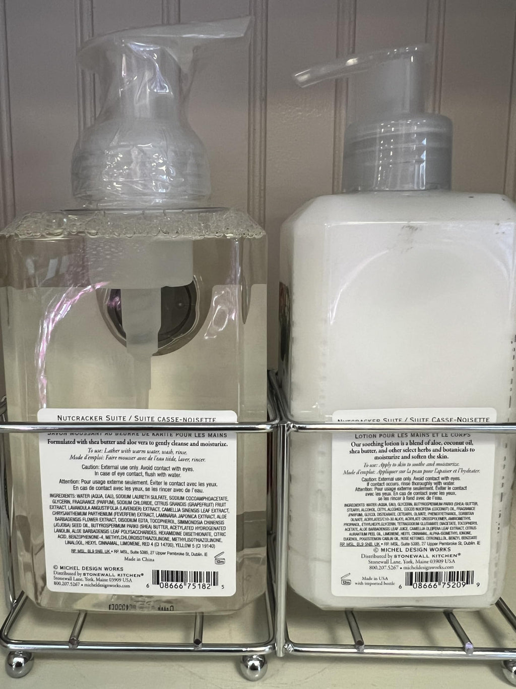Michel Design Works Handcare Caddy, Bunny Meadow Design and Scent with 17.8oz Foaming Hand Soap and 8oz Rich Hand Lotion, Beautiful Containers with Pumps