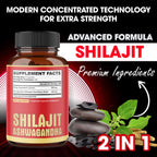 agobi 210 Capsules - 600mg Shilajit Supplement with 400mg Organic Ashwagandha Root - Shilajit Pure Himalayan Organic for Energy Production, Immune System Brain Health, Focus & Concentration