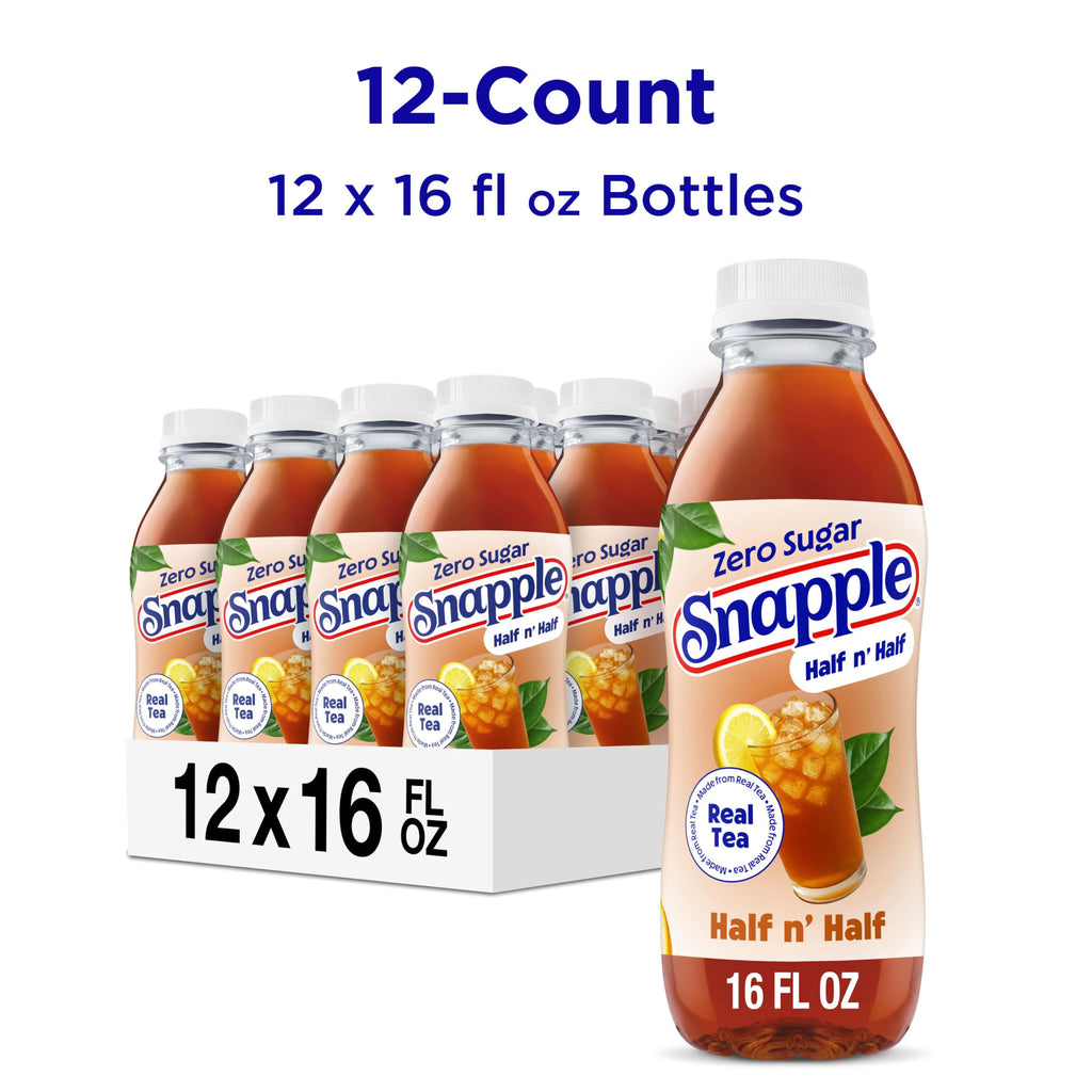 Snapple Zero Sugar Half 'n Half Lemonade Tea, 16 Oz Bottles, 12 Count