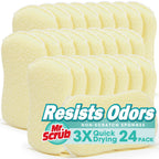 Mr. Scrub Sponges Kitchen Scrub Dish Sponge Scouring Pad, 24 Pack Cleaning Brush Scrubber Supplies for Soap, Dishwashing Dinnerware Sets Pan Pot Glass Dishwasher Sink Bathroom Towels Cloth Rags Holder