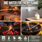 11-Inch Extra Long Wooden Safety Matches (9 Pack) - Ideal for Lighting Fireplace, Candles, Grills & Camping Firepits - Strike on Box - Heavy Duty Long Matches for Fireplace - 450 Count