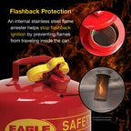 Eagle 2 Gallon Type I Red Safety Gas Can for Gasoline with Flame Arrester, Self-Closing Lid, and F-15 Funnel, Made in the USA, Galvanized Steel Flammable Storage Can, UI20FS