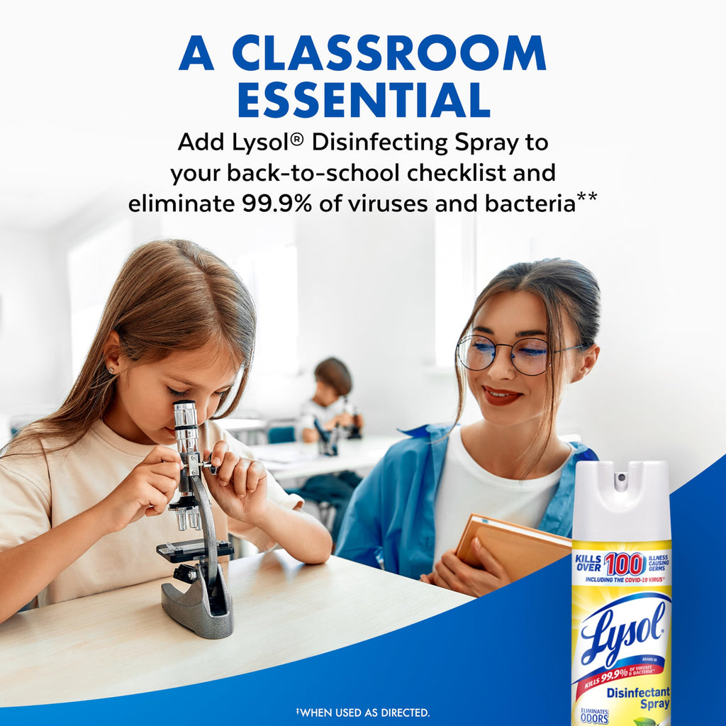 Lysol Disinfectant Spray, Sanitizing and Antibacterial Spray, For Disinfecting and Deodorizing, Lemon Breeze, 19 Fl Oz (Pack of 2)