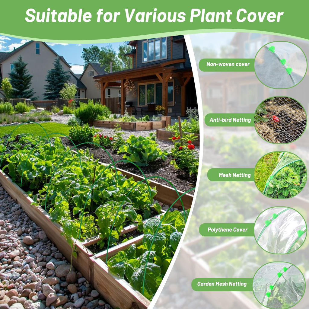 70 PCS Garden Hoops for Raised Beds 14 Sets Garden Tunnel Hoops Greenhouse Hoops Grow Tunnel, Rust-Free Fiberglass Garden Hoops Frame for Netting Shade Cloth Cover