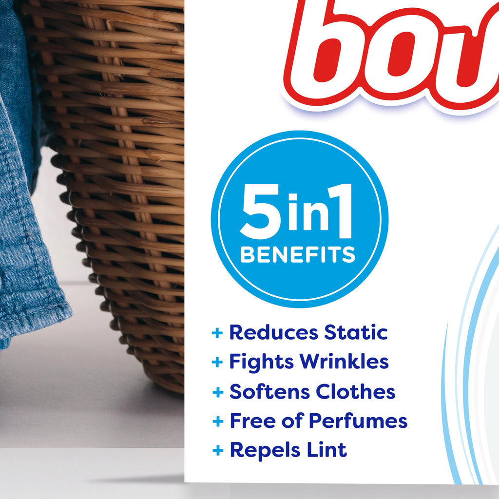 Bounce Free & Gentle Unscented Fabric Softener Dryer Sheets for Sensitive Skin, 120 Count (Pack of 2)