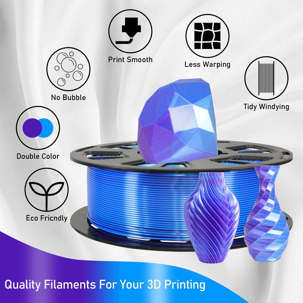 Metallic Gold/Silver/Bronze 3D Printer PLA Filament Bundle, 1.75mm+/-0.03mm Widely Compatible, Each Spool 0.5kg, Total 1.1kgs, with One 3D Print Stick Tool Mika3D