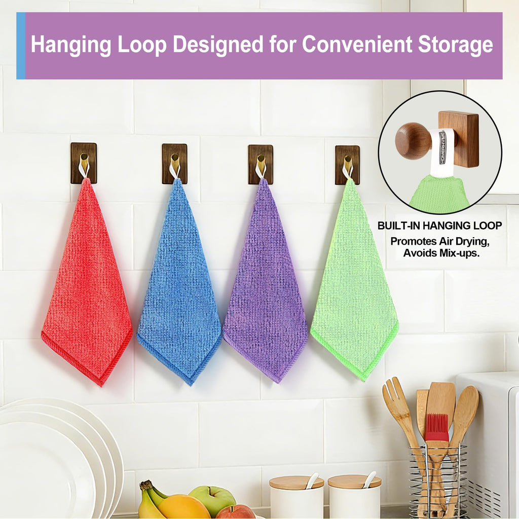 HOMERHYME Microfiber Cleaning Cloth, 52 Pack Cleaning Rags,12" X 11" Lint Free Dish Towels Wash Cloths, Reusable Microfiber Towels for Home and Kitchen Bathroom Apartment Cleaning Supplies, Assorted