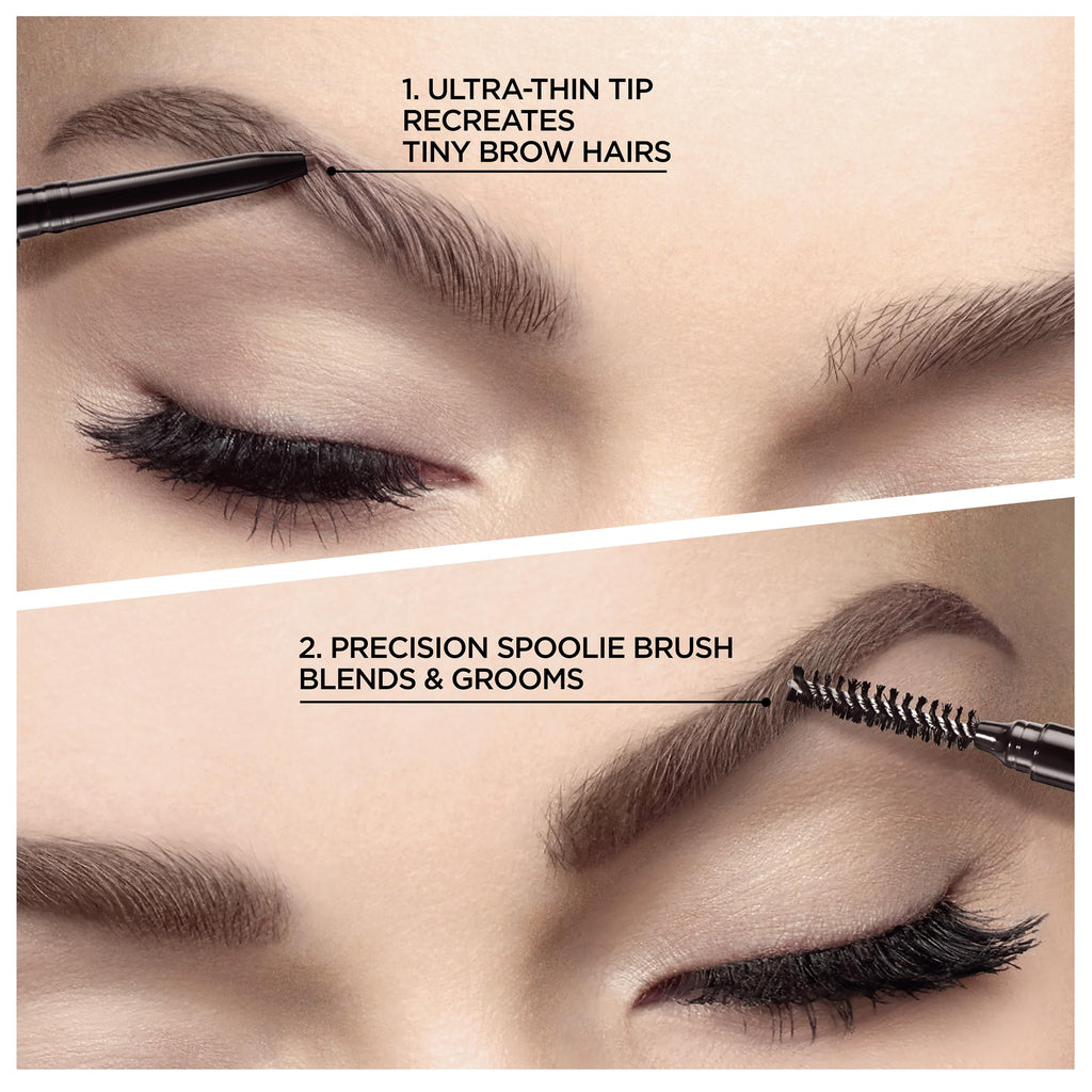 L'Oreal Paris Makeup Brow Stylist Definer Waterproof Eyebrow Pencil, Ultra-Fine Mechanical Pencil, Draws Tiny Brow Hairs and Fills in Sparse Areas and Gaps, Dark Brunette, 0.11 Ounce (Pack of 2)